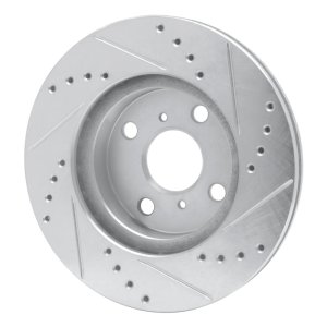 Toyota Prius Brake Rotor (1) - Front Left - R1 Concepts - Drilled & Slotted - Silver - `01-`03
